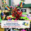 Colorful devil mask careta of the Dominican carnival which is a very authentic piece of dominican culture students learn about when learning Spanish and Dominican culture at IIC Spanish School in the Dominican Republic