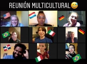 A collage of individual IIC Spanish students from different countries who look into the camera while learning Spanish online in live online classes from the Dominican Republic.
