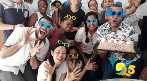 Students and teachers at IIC Spanish School in the Dominican Republic celebrate the UN Spanish Language Day on April 23.