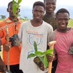 5 young men in Ghana plants trees with Click A Tree and IIC for the reforestation of Ghana.