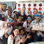 Students and staff at IIC Spanish School in the Dominican Republic celebrate the school's anniversary.